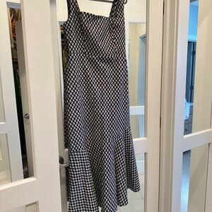 Anthropologie Ariana Square Neck Assymetrical Ruffle Hem Dress